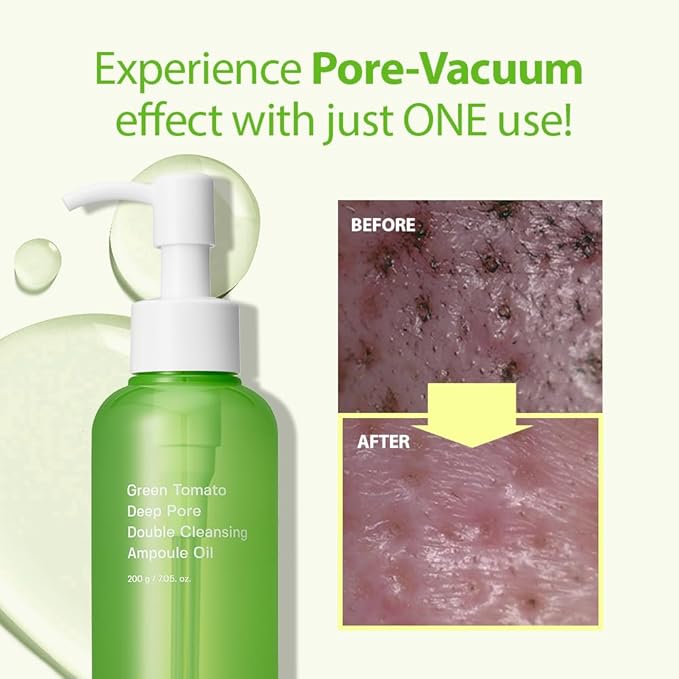 SUNGBOON EDITOR Green Tomato Double Cleansing Ampoule Oil | Makeup remover, Blackhead Removal | Exfoliating Face Wash for Women | Pore Minimizer for Face | Korean Skin Care | 7.05 oz. (200g)