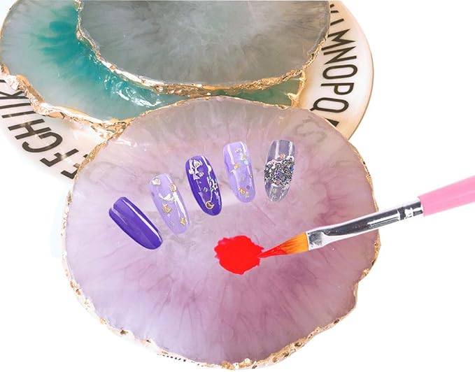 JASSINS Resin Nail Art Palette,Nail Art Painting Mixed Color Palette Gold Edge Nail Gel Color Makeup Display Board (Green)