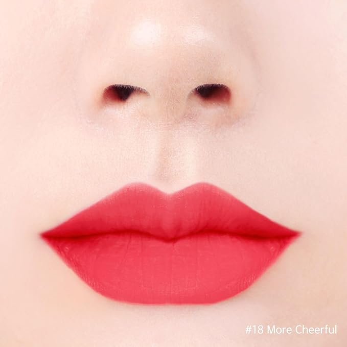 BBIA Last Velvet Lip Tint - Soft & Creamy Matte Finish Lip Stain, Blur Effect with Velvety Texture, Long-Lasting, High Pigment, Lightweight, Non-Drying, Korean Lip Makeup (18 MORE CHEERFUL)