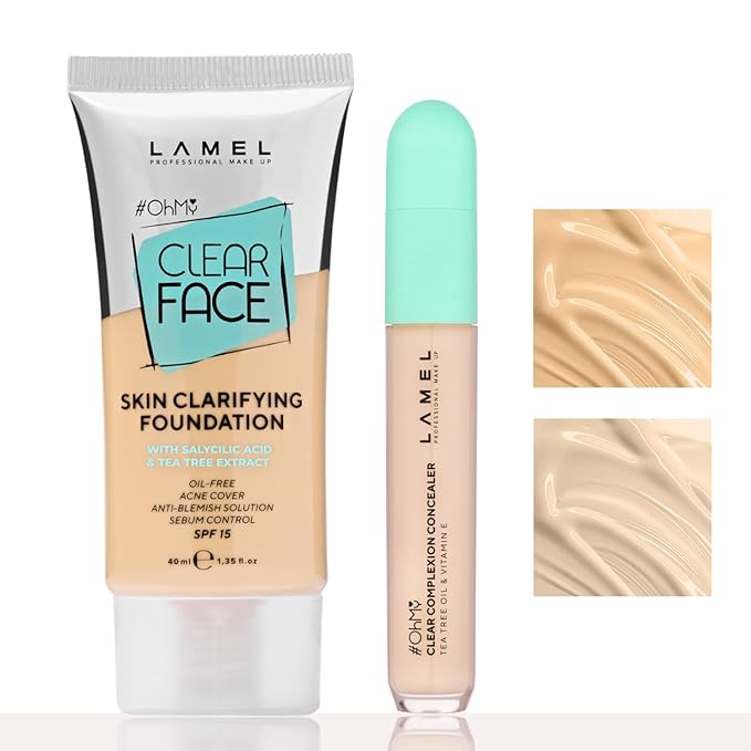 Clear Face Complexion Duo: Foundation 402 & Concealer 401 for Light Skin