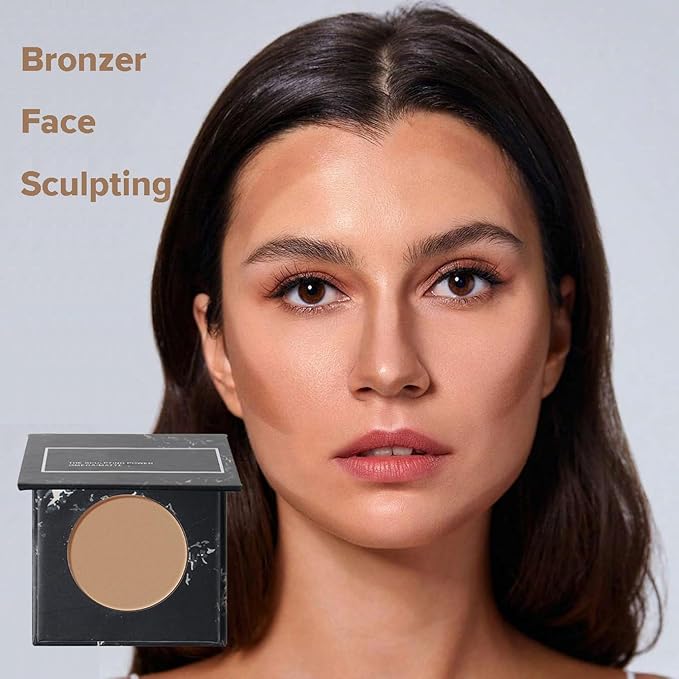Matte Grey Contour Palette with Included Makeup Brush - Cool Toned, Ultra-Blendable, Face Sculpting Makeup for Light Skin Tones