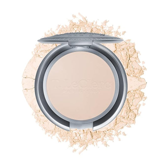 T. Leclerc Compact Pressed Powder - Super-Blendable Face Makeup Longwear Portable Matte Finish Radiant Natural Medium to Full Coverage Airbrushing Mineral Base For Pores & Imperfections (Ivoire)