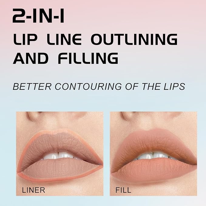 YOUNG VISION Gourd-Shaped Precision Liquid Lipstick & Lipliner - Nude Matte Perfection