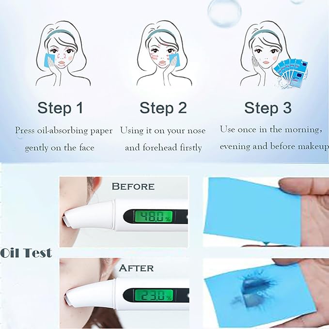 3 Packs Oil Blotting Papers for Face (180 Sheets) - Oil Absorbing Blotting Sheets for Oily Skin, Makeup-Friendly & Portable Oil Wipes