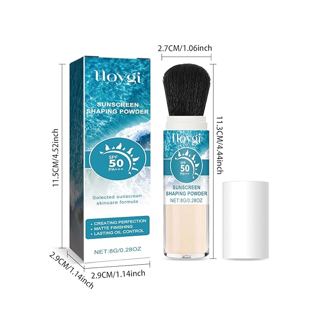 Sunscreen Setting Powder,SPF 50++ Mineral Setting Powder, Lightweight, Long Lasting, Smooth, Oil Control Sunscreen Powder,Smooth Lasting Breathable Concealer for Face with Brush