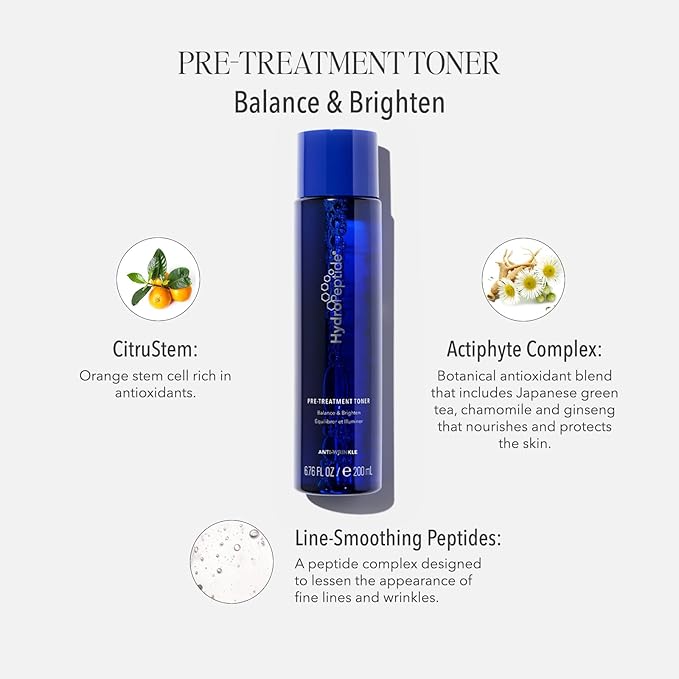 HydroPeptide Solar Defense Face SPF 30 Sunscreen, Tinted (1.7 Fl Oz) & Pre-Treatment Toner (6.76 Fl Oz) Bundle