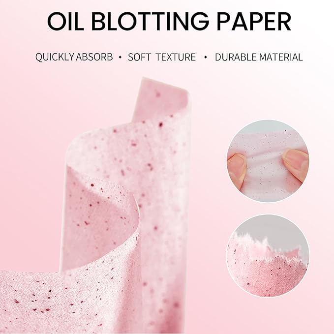 Erinde Oil Blotting Sheets for Face with Mirror and Puff, 300 Sheets Oil Blotting Paper for Oily Skin, Face Oil Absorbing Sheet, Natural Oil Control Film, Absorb Excess Oil, Makeup Friendly
