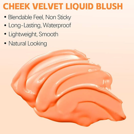 Boobeen Soft Liquid Blush Tint Cheek Blusher, Cream Blush Face Makeup with Cushion Applicator, Long Lasting, Moisturizing, Leaving a Matte Dewy Makeup Look