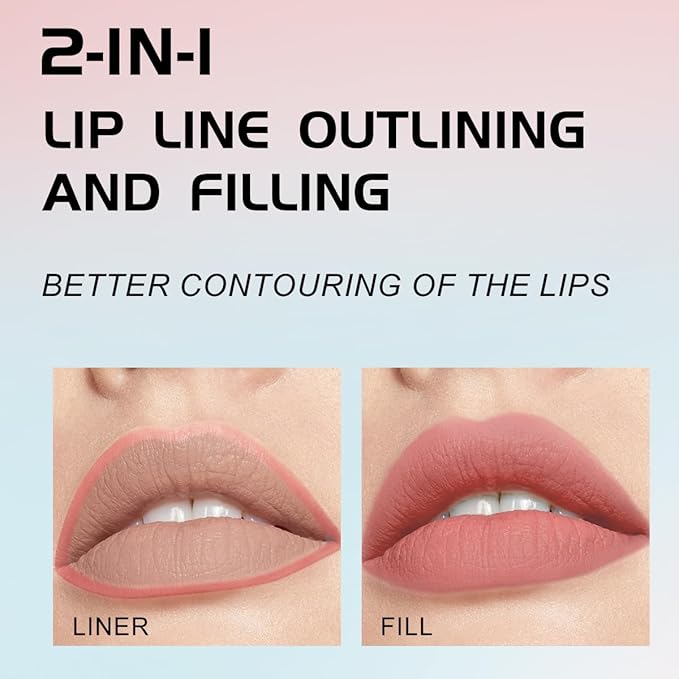 YOUNG VISION Gourd-Shaped Precision Liquid Lipstick & Lipliner - Nude Matte Perfection