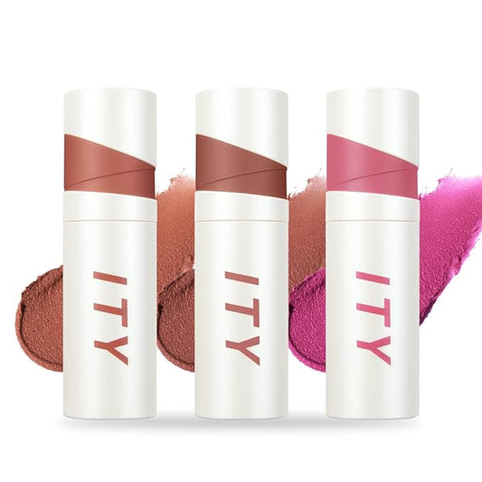 ITY Velvet Matte Finish Lip Stain-Mousse Textured Lip Clay, Conceals Lip Lines, Rich Pigment Lip Tint Lipsticks,3 Pack, 0.14 oz (4g) in Petal, Berrylicious, Orchid