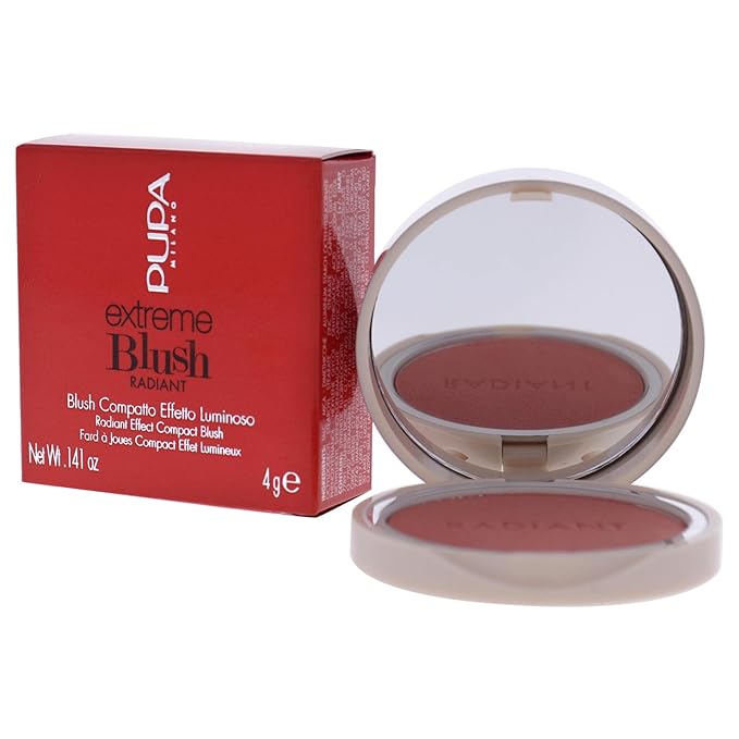 PUPA Milano Extreme Blush Radiant - Enhances The Natural Radiance Of The Face - Gives A Glowing And Smoothing Effect - Lightweight Formula - Suitable For All Skin Types - 030 Coral Passion - 0.141 Oz