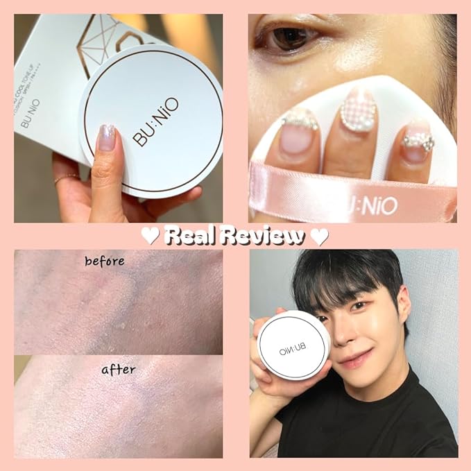 Calming Cool Tone up sun Cushion Foundation SPF50+ CC/BB Cream(0.88FlOz) Transparent&Natural tone-up&Even skin tone-Whitening&Wrinkle Improvement,Derma tested (PINK BEIGE, 0.88Fl Oz(Main))