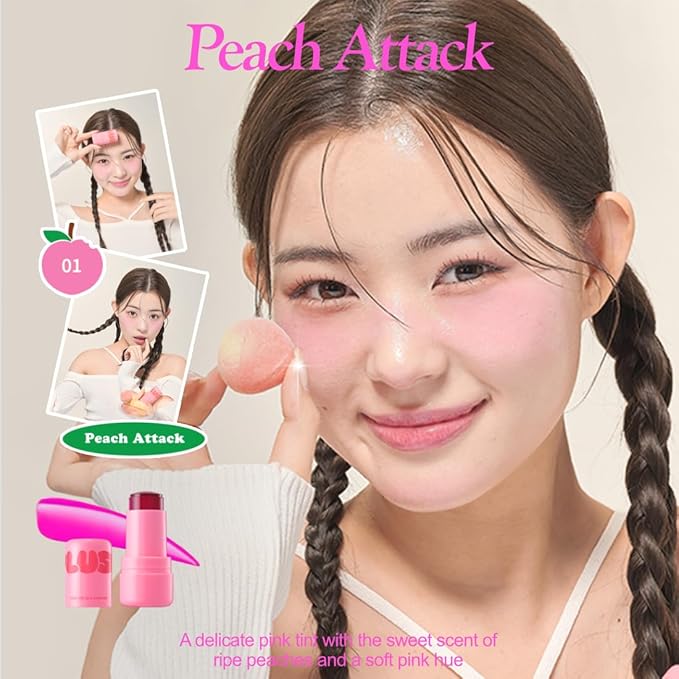 Plush Water Jelly Lip & Cheek Tint – Peach Attack, 10g (0.35oz) | Lightweight & Buildable Tint for a Natural, Fresh Glow