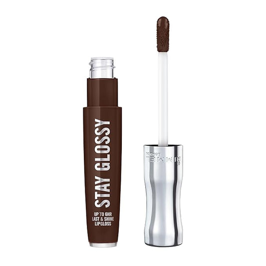 Rimmel London Stay Glossy, 435 Cocoa Kiss, Lip Gloss, Non-Sticky, Color and Shine, Up To 6-Hour Wear, Precise Applicator, 0.18oz