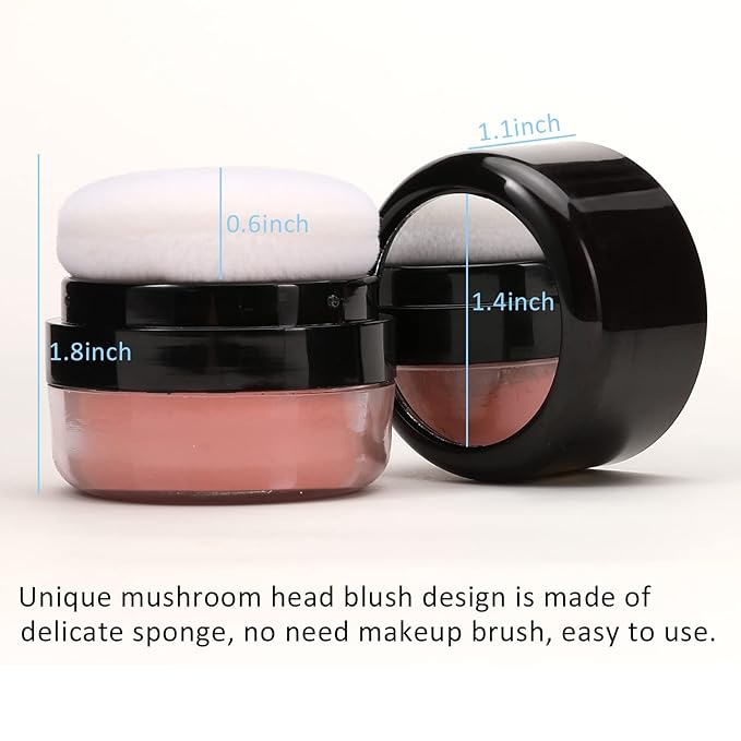 Boobeen Loose Powder Blush Air Cushion, Natural Blusher for Cheeks, Highly Pigmented Blush Makeup Easy to Blend, All Day Wear