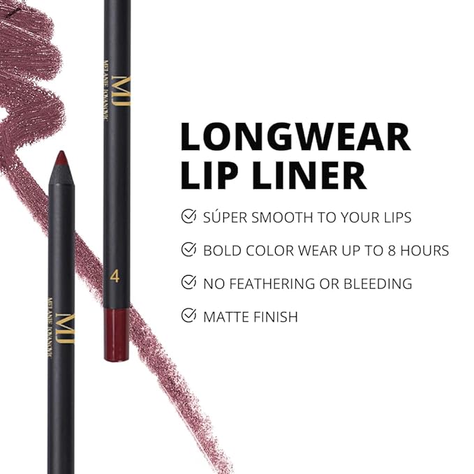 Lip Liner | Soft and Creamy | Moisturizing and Nourishing | Long lasting make up | 6 Beautiful Shades | Mela Beauty Studio Professional Makeup (4)