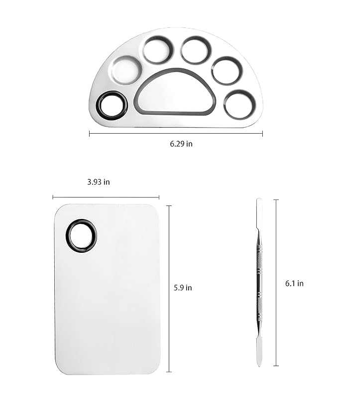 Makeup Palette, Makeup Mixing Palette, Color Mixing Tool, Artist Palette, Stainless Steel Makeup Palette For Makeup, Foundation, Nail Art, Loose Powder, Eye Shadow, Blush, Lip Gloss (2PCS)