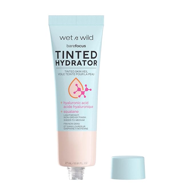 wet n wild Bare Focus Tinted Hydrator Matte Finish, Porecelain, Oil-Free, Moisturizing Makeup | Hyaluronic Acid | Sheer To Medium Coverage