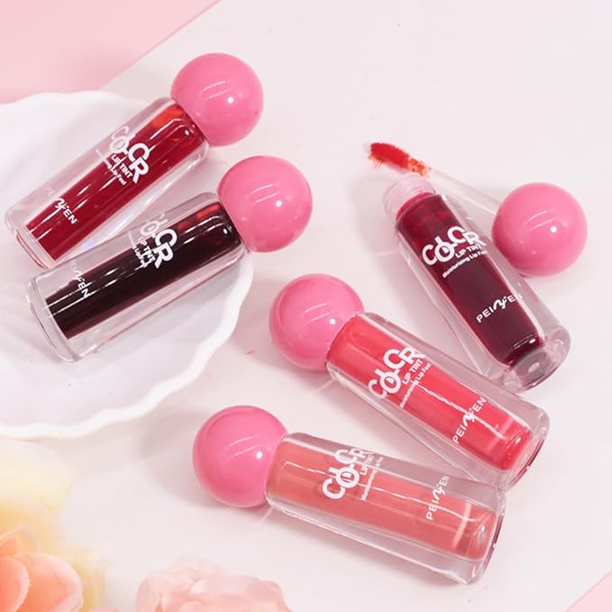 Pack of 6 Lip Tint Set, 6 Colors Berry Colors Lip Tint Set, Can be Used as Liquid Blush for Cheeks, Long Lasting and Waterproof, Not Easy to Fade, Create Watery Charming Pout