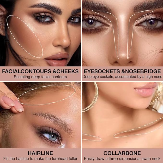 Contour Powder Foundation - Matte Finish, Waterproof & Oil-Control, All-Day Wear for Natural 3D Sculpting, No Cakey or Fading (Shade Adjustable)(2#, 1 Count (Pack of 1))