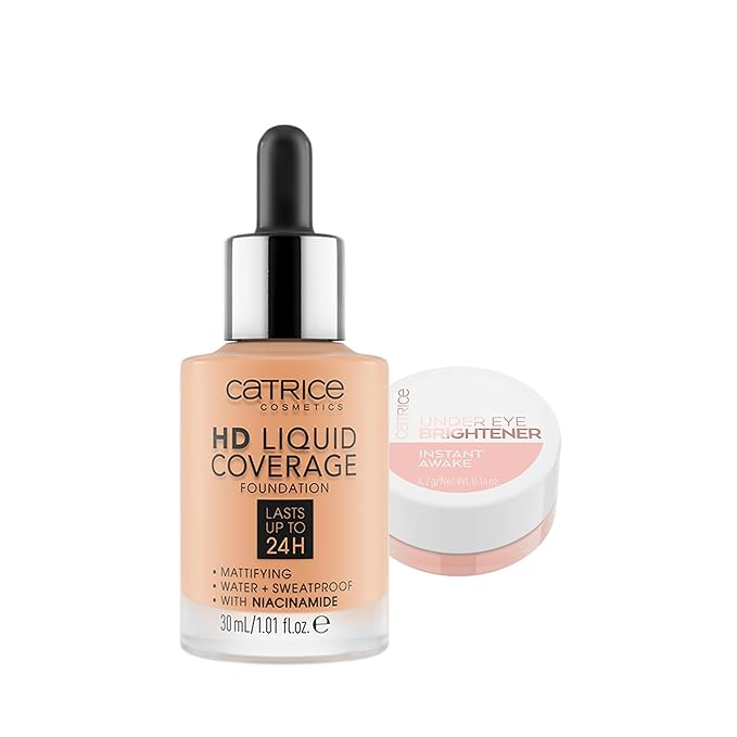 Catrice | HD Liquid Coverage Foundation 38 & Under Eye Brightener 10 Light Rose | Full Coverage Makeup | Vegan & Cruelty Free