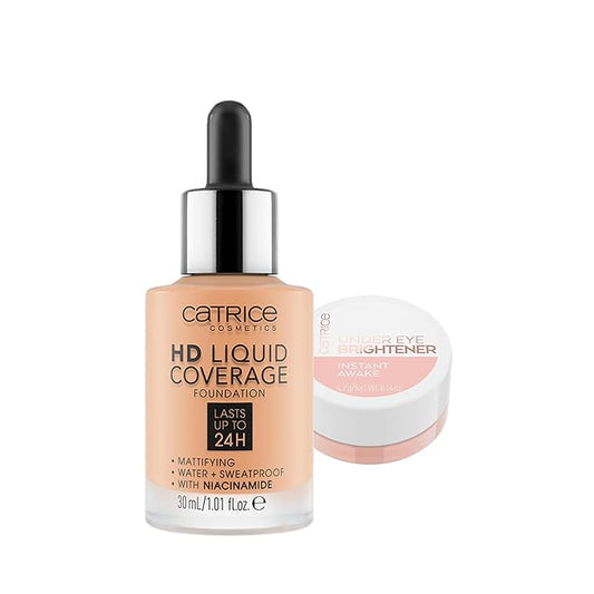 Catrice | HD Liquid Coverage Foundation 38 & Under Eye Brightener 10 Light Rose | Full Coverage Makeup | Vegan & Cruelty Free