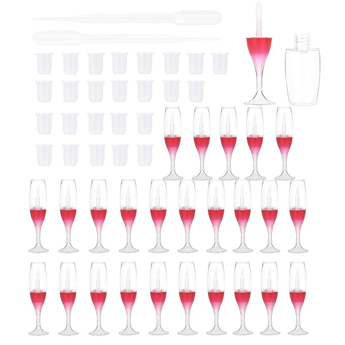 25 PCS wineglass shaped lip gloss tube cute lipgloss container tubes 5ML (Red)