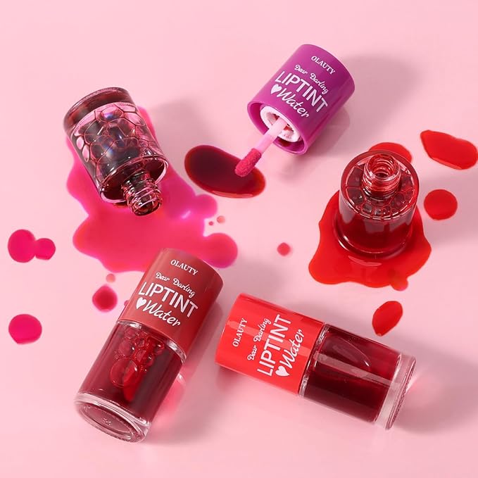 Water Lip Tint Red Grapefruit/Grape,korean Lip Tint Stain Natural Moisturizing& Non-sticky,Lip/Eye/Cheek 3 in 1 Lip Gloss,Smudge-proof & Lightweight,Vivid Color