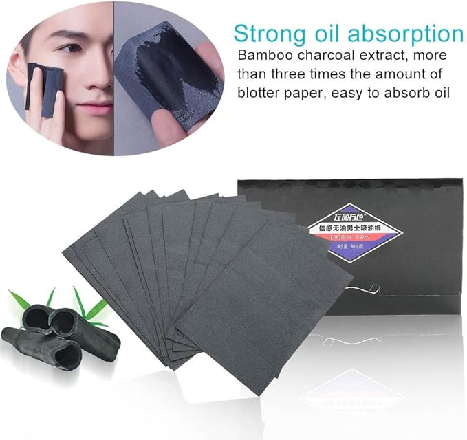 Oil Control Paper, 80Pcs/pack Men Blotter Face Oil Control Absorbing Paper Blotting Tissues, Oil Blotting Paper Sheets, Oil Absorbing Facial Sheets, Portable Blotting Papers for Face and Nose