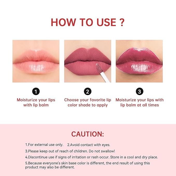 Long Lasting Moisturizing Lip Gloss Set,High Pigmented Lip Stain Hydrating Liquid Lipstick Lip Balm,Waterproof Smooth Shiny Matte Glossy Finish Lip Makeup Kits(#6-Classic Rosy, Pack of 2)