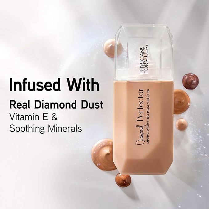 Physicians Formula Mineral Wear®Diamond Perfector BB Cream, 10 in 1 Skin Perfecting Beauty Balm, Lightweight & Luminous Finish - Deep to Rich (Pack of 2)