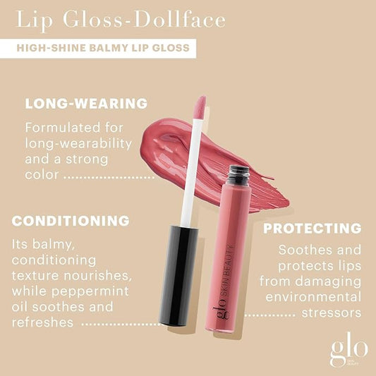 Glo Skin Beauty Lip Gloss in Dollface - Semi-Sheer Mid-Toned Pink - 20 Shades - Non-Sticky - Cruelty Free