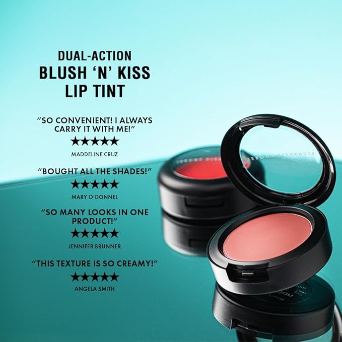 Jerome Alexander Blush ‘n’ Kiss Cream Blush for Cheeks & Lips | Creamy, Lightweight, Buildable Coverage | Blush Balm Face Makeup | Tint Coral
