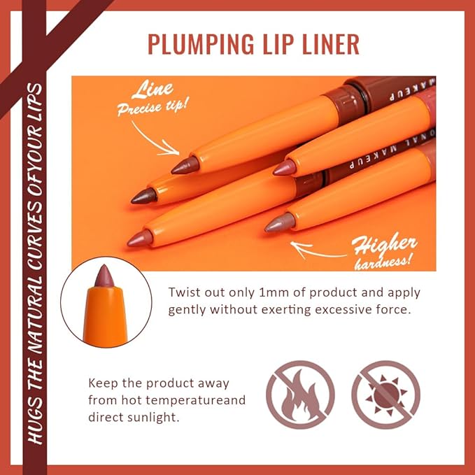 Retractable Matte Lip Liner Pencil, Maroon Plump Lip Liners Long-Lasting Creamy Formula for Shaping & Sculpting lip filler pen, Subtle Touch Velvet Pigmented Crayon Lip Liner 08#