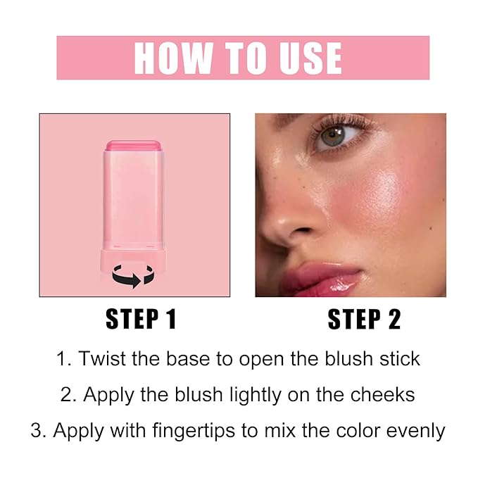 Rare Beauty Liquid Blush Stick Cream Blusher, On-The-Go Blush Brushes for Makeup Cheeks, Suitable for All Skin Types (pink)