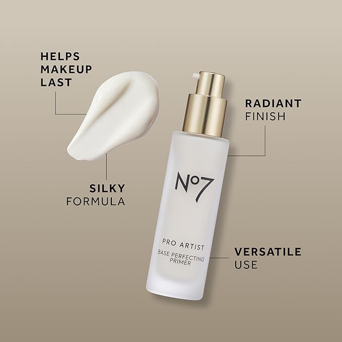 No7 Pro Artist Base Perfecting Makeup Primer - Illuminating Face Primer for Long-Lasting Makeup Wear - Silky, Illuminating Finish for a Healthy-Looking Glow (1 Fl Oz)