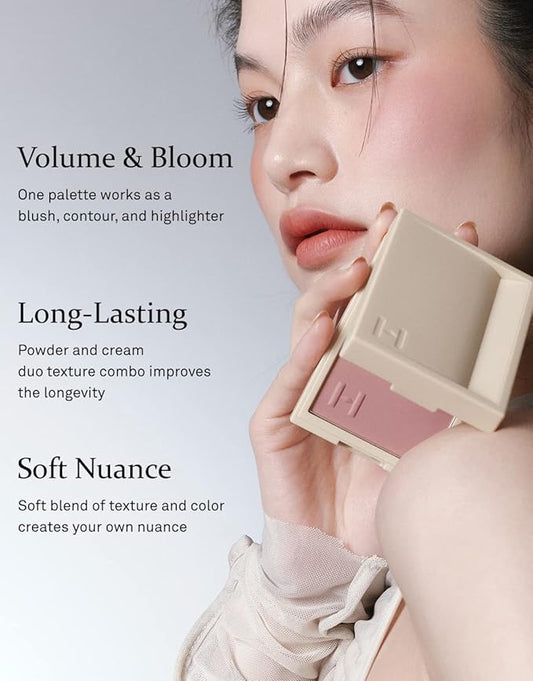 hince True Dimension Layering Cheek - Cream & Pressed Powder 2 Different Shades & Textures - Silky Seamless Long Lasting Blush Makeup - Muted Beige & Elegant Rose Beige (1, ALLURE IN THE AIR, L001)