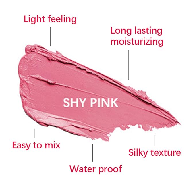 Multi-Use Makeup Blush Stick,Cream Blush Stick,Waterproof Natural Nude,Monochromatic Blush Beauty Wand for Cheek and Lip Tint(Shy Pink)