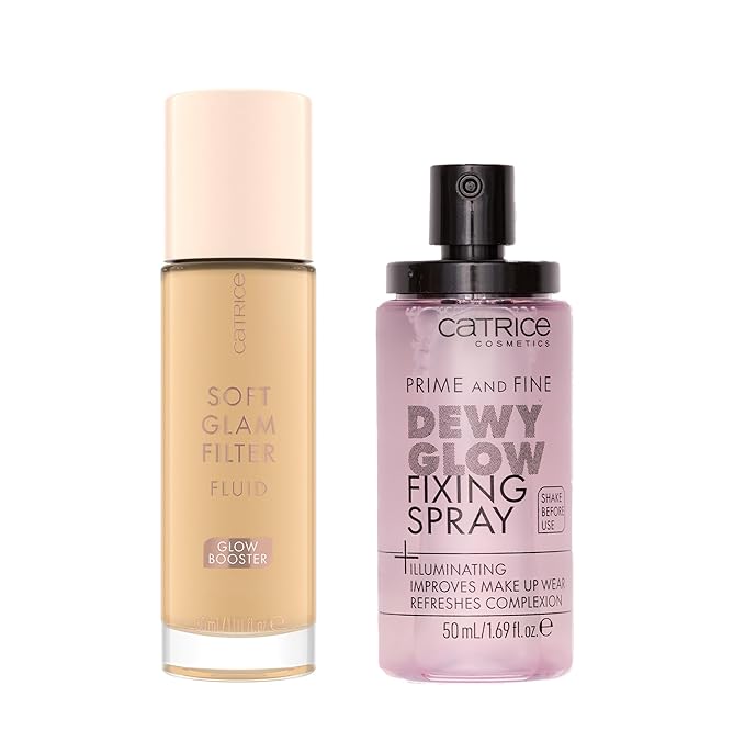 Catrice | Prime & Fine Illuminating Dewy Glow Spray & Soft Glam Filter Fluid 020 Bundle | Full Coverage Makeup | Vegan & Cruelty Free