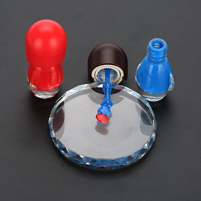 Nail Art Palette, Lipstick Palette, Transparent Glass Nail Art Palette Paint Drawing Color Pigment Dish Manicure DIY Tool(Round Glass)