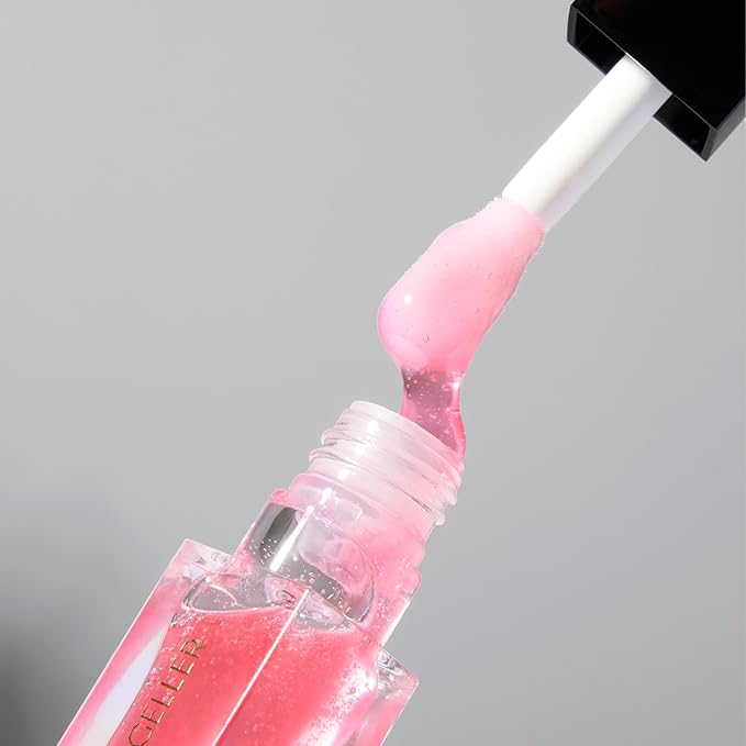 LAURA GELLER NEW YORK Fine Shine Glossy Lip Oil Duo, Rose Garden + Glass Half Full - Clear Pink Lip Gloss with Hydrating Squalane