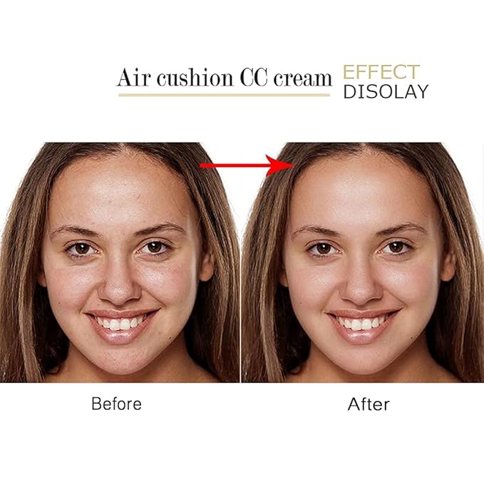 Mushroom Head Air Cushion CC Cream, Air Cushion CC Cream, BB Cream, Moisturizing Concealer, Moisturizing BB Cream Makeup Base Long Lasting with Mushroom Makeup Sponge, Easy to Apply(01#, Lvory)