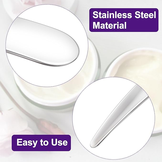 3pcs Mini Metal Skincare Spatula, Reusable Makeup Applicator Cosmetic Spoon, Facial Massage Beauty Tools for Mixing or Sampling DIY Mask Eye Cream Essences Skin Care Cream- Silver
