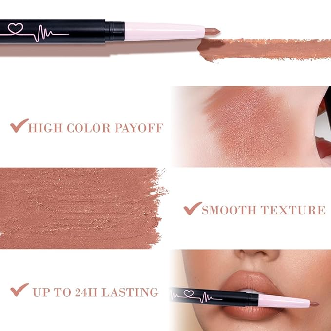 1PCS Retractable Lip Liner Pencils, Nude Pink Matte, High Pigmented Natural Lip Makeup Pencils, Non-transfer, Waterproof, Long-lasting Lipstick Pencil, Not Easy to Fade Lip Gloss Pen. 01