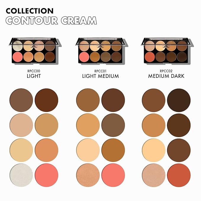 Ruby Kisses 3D Face Creator Cream Foundation & Concealer, 12 Hours Long Lasting, Medium to Full Coverage, Non-Greasy, Ideal for Makeup & Contour Palette (Light)