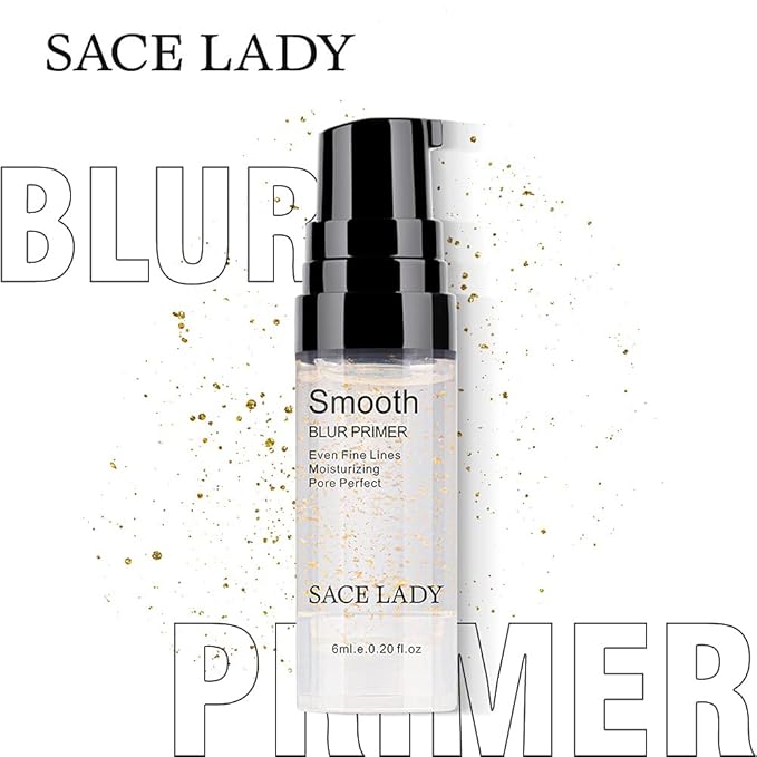 Face Makeup Primer, Big Pores Minimizer Perfect Cover, No Pore Eraser Filler, Smooth Fine Lines Wrikles, Gold Foil Infused Base Blur Primer, Long Lasting Women Makeup 0.2Fl Oz