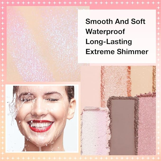 16 Color Pink Champange Brown Gold Colorful Matte Glitter Shimmer Eyeshadow Palette with Mirror for Eye Makeup,Highly Pigmented Korean Natural Rainbow Eye Shadow palette,Blendable-06