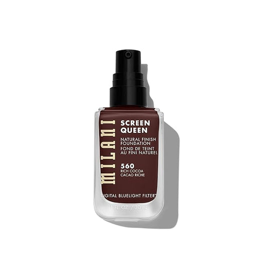 Milani Screen Queen Liquid Foundation Makeup - Cruelty Free Foundation With Digital Bluelight Filter Technology (Rich Cocoa)