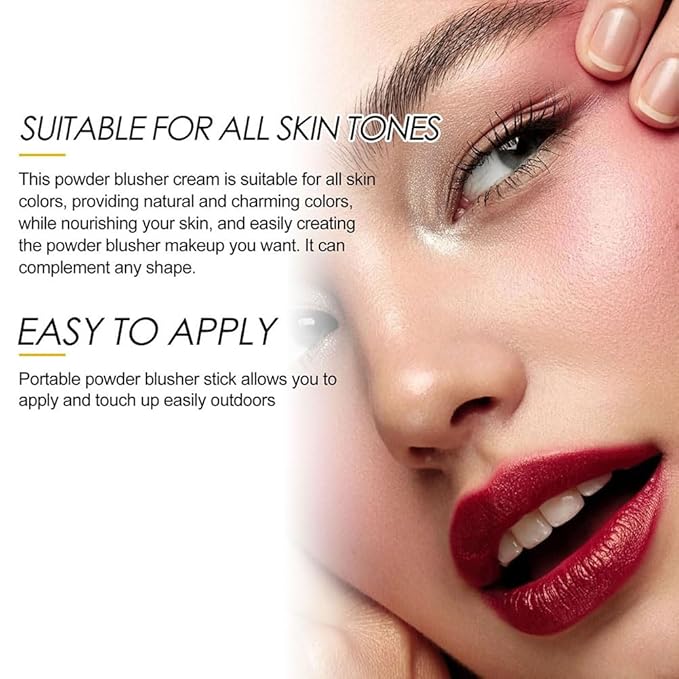 Cream Blush Stick for Cheek Tint Soft Dewy Moisturizer Face Blush Makeup Stick Blendable Color For Eyes, Lips & Cheeks (Red)