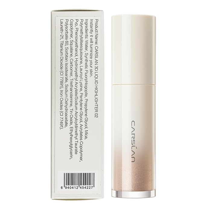 Soft Focus Makeup Powder Waterproof Oil Control Setting Powder 04Pink and 3D Liquid Highlighter 02, Face Cosmetics Kit, 2Pcs